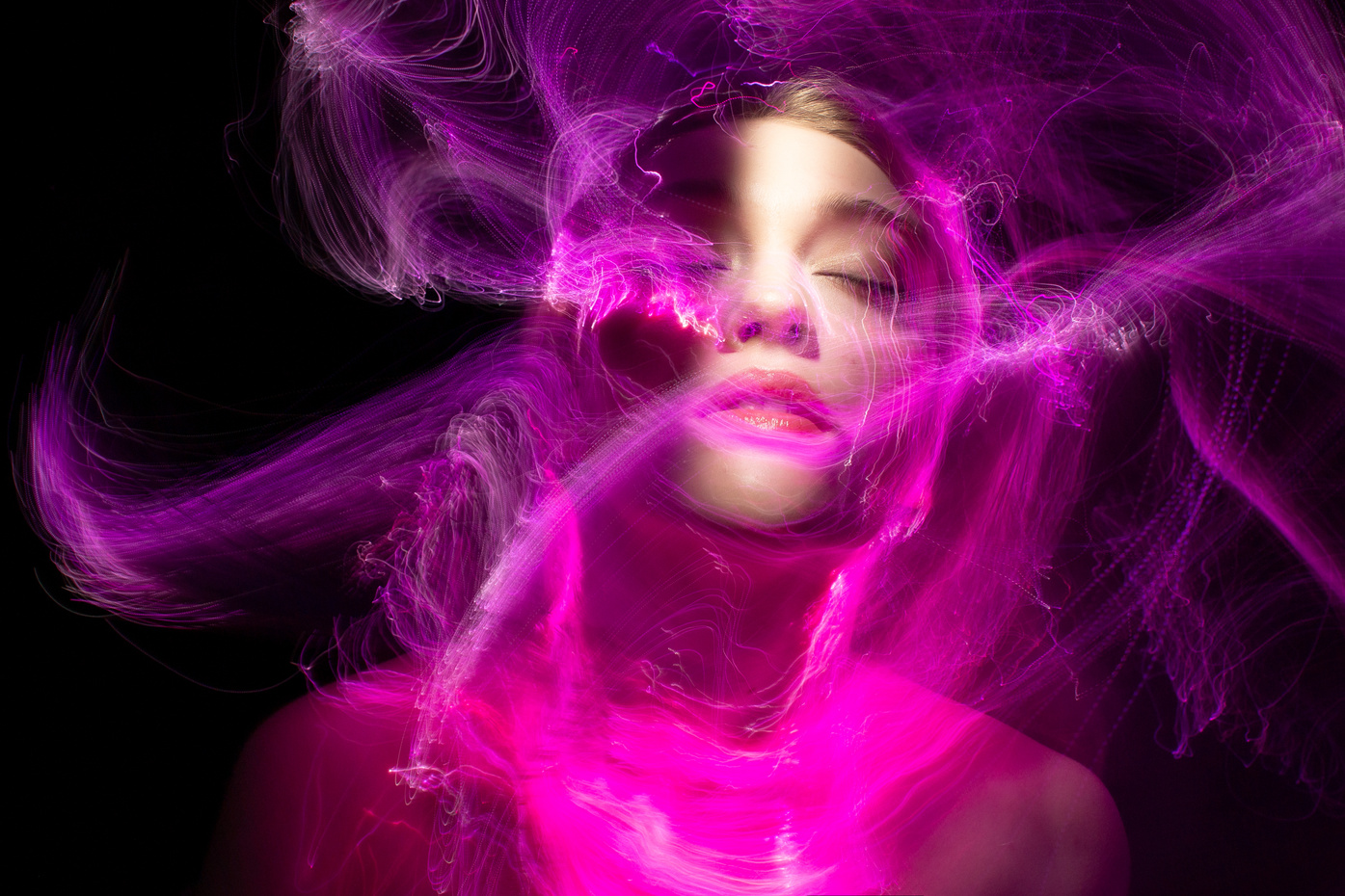 Woman With Purple and Pink Hair